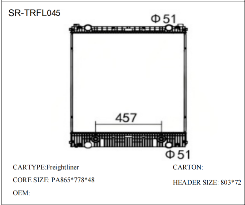 SR-TRFL045 Freightliner Engine Cooling Auto Radiator
