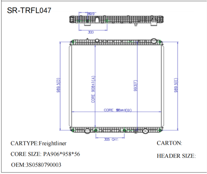 SR-TRFL047 Freightliner Cascadia 2012 Engine Cooling Auto Radiator