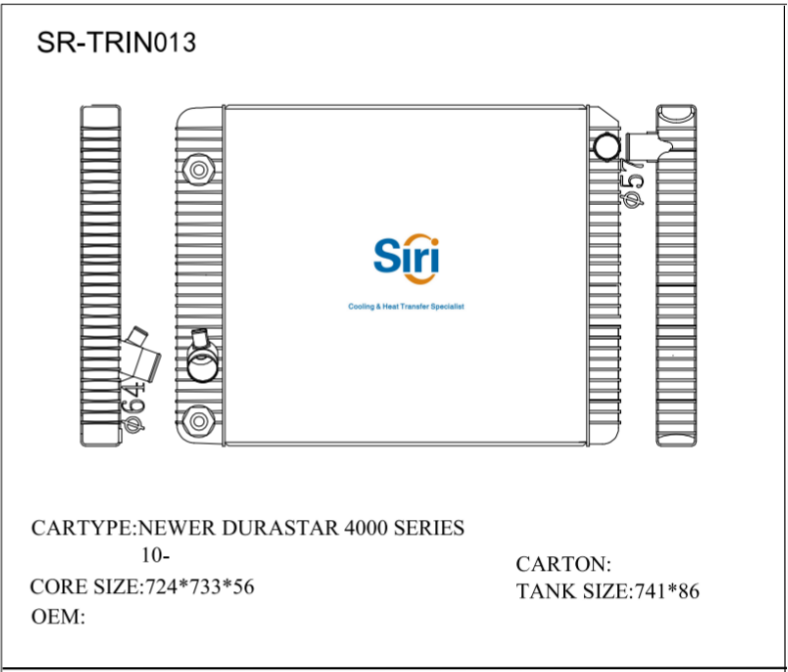 SR-TRIN013 International NAVISTAR DURASTAR 4000 SERIES 10- Cooling Radiators
