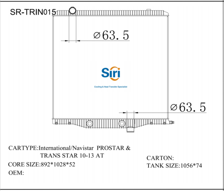 SR-TRIN015 International Navistar Prostar Trans Star 10-13 Auto Cooling Radiators