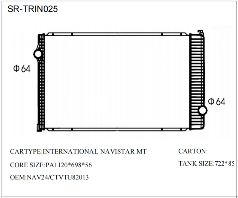 SR-TRIN025 International Navistar Engine Cooling Radiators