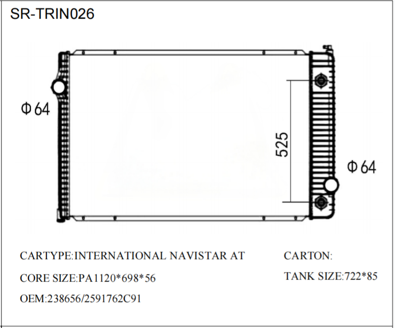 SR-TRIN026 International Navistar Engine Cooling Radiators