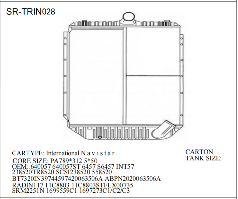 SR-TRIN028 International Harvester 3200 4100 4300 Cooling Radiators