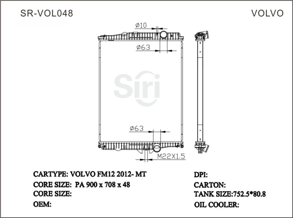 SR-VOL048 Volvo FM12 2012 Cooling Radiators