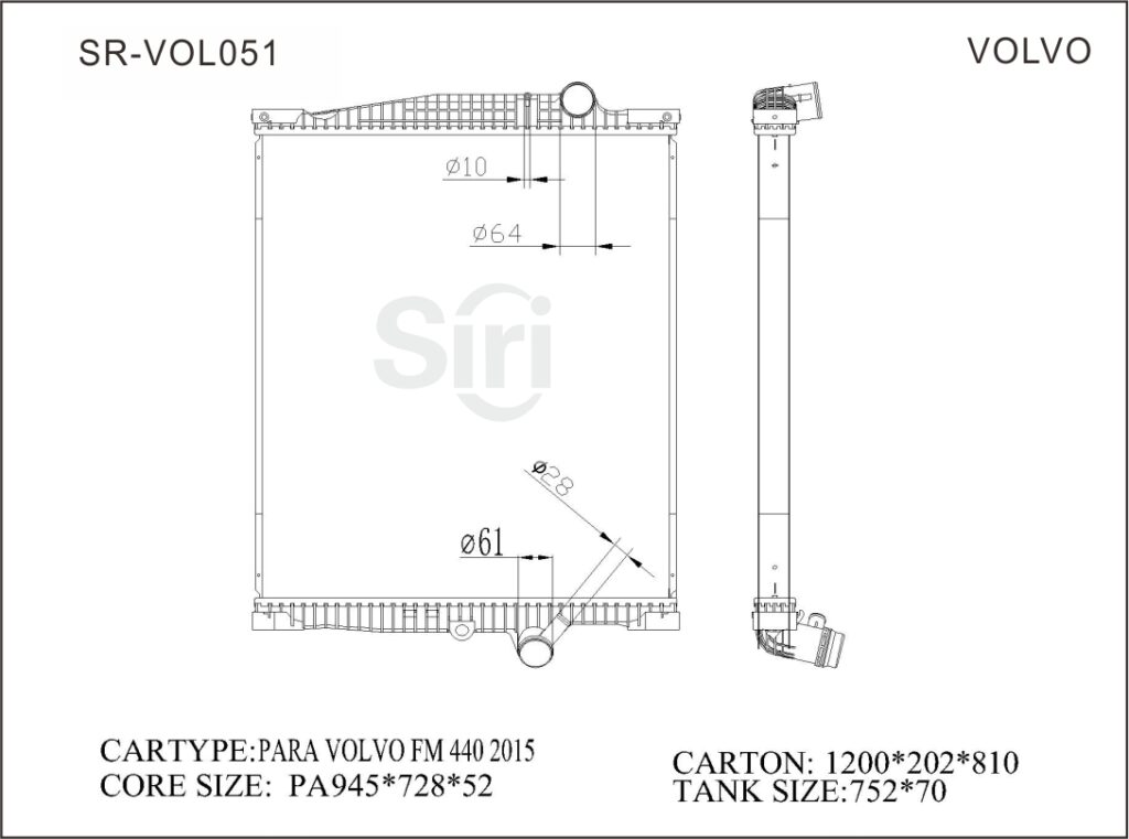 SR-VOL051 Volvo FM440 2015 Cooling Radiators